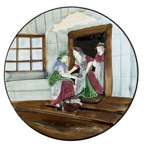 Antique Art Deco 1930s handpainted Majolica plate ‘Cries of London’